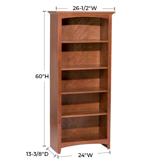McKenzie - 60'' H x 24'' W Alder Bookcase - Glazed Antique Cherry