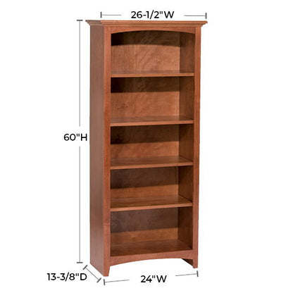 McKenzie - 60'' H x 24'' W Alder Bookcase - Glazed Antique Cherry