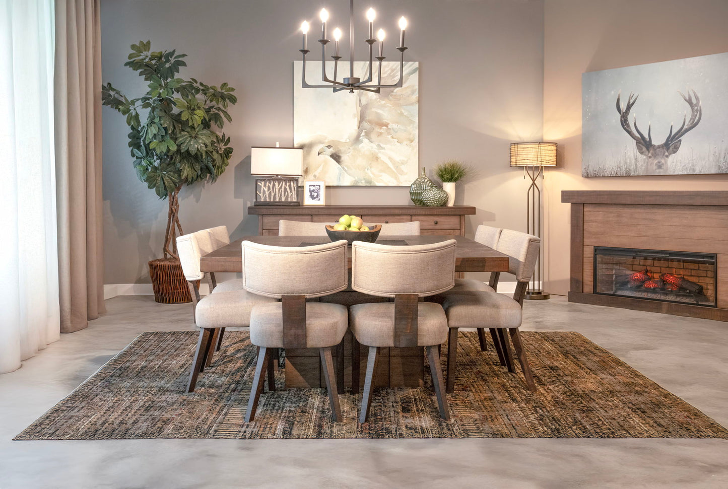 Modern - Square Dining Table With Built-in Storage - Tobacco Leaf / Buckskin