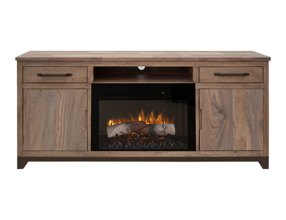Natural Parota - 70" Electric Fireplace - Brown Cappuccino