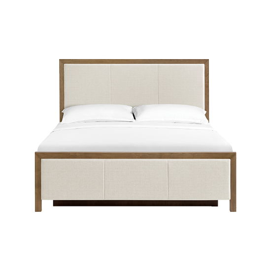 Bailey - King Upholsered Panel Storage Bed - Nutmeg / Beige