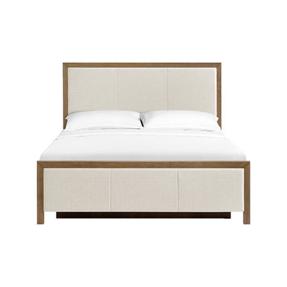 Bailey - King Upholsered Panel Storage Bed - Nutmeg / Beige