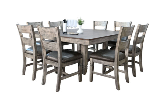 Wendy - Square 9 Piece Dining Set With Storage Shelf - Tobacco Leaf / Alpine Gray