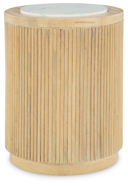 Camdill - Round End Table - Light Brown / White