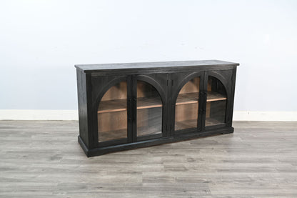 Elena - Modern Wood Display Cabinet With Arched Glass Doors