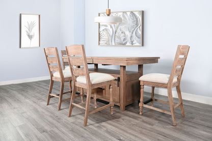 Rustic - Counter-Height Extension Dining Set With Barn Door Storage