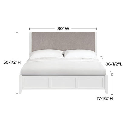 McKenzie - King Upholstered Panel Bed - Snowbound
