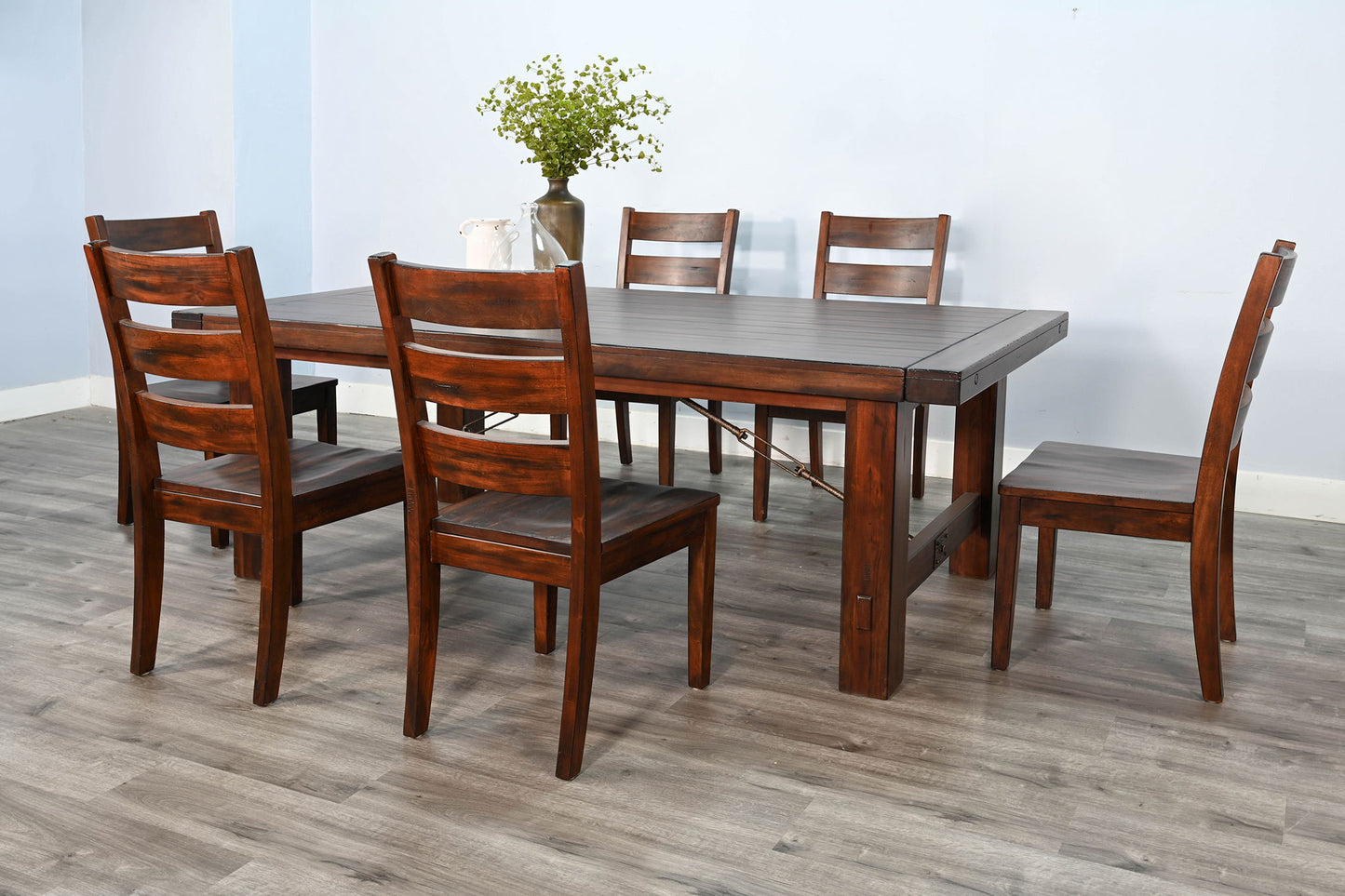 Extension Wood 6 Piece Dining Table Set - White Sand