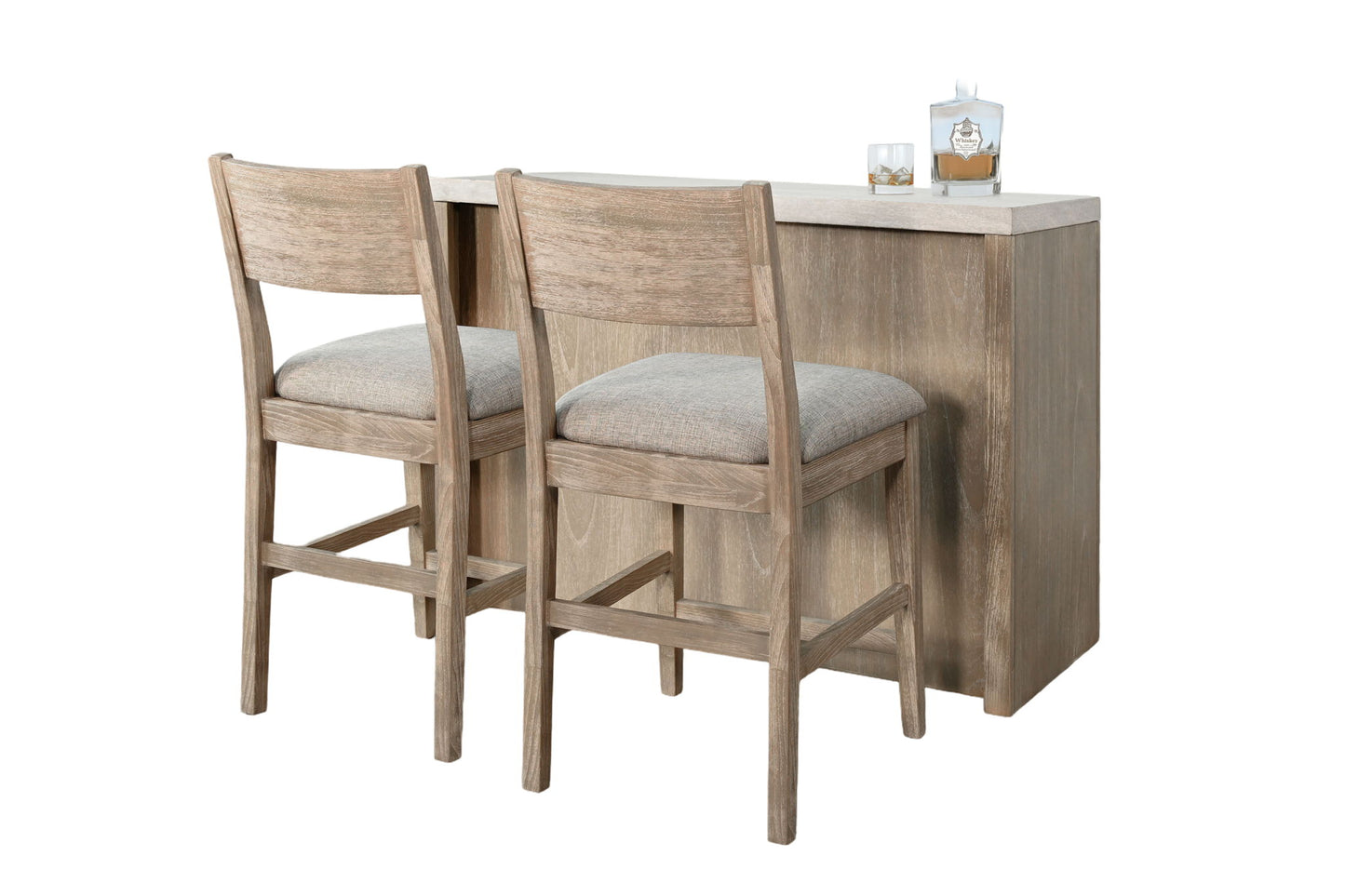 3 Piece Modern Wood Bar Set - Light Gray / Wheat