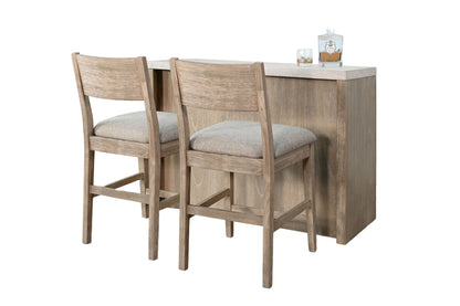 3 Piece Modern Wood Bar Set - Light Gray / Wheat