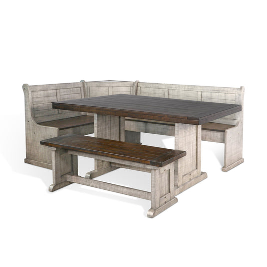 Homestead Hills - Wood Breakfast Nook Dining Set - Tobacco Leaf / Alpine Gray