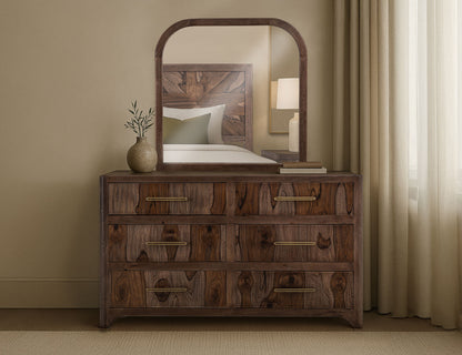 Praga - 6-Drawer Dresser - Almond / Barrel Brown