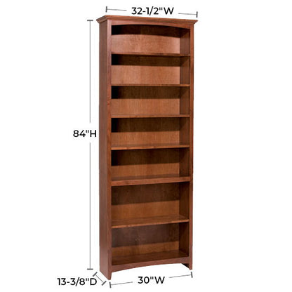 McKenzie - 84'' H X 30'' W Alder Bookcase - Glazed Antique Cherry
