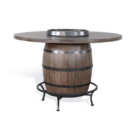 Doe Valley - Round Pub Table With Wine Barrel Base - Buckskin