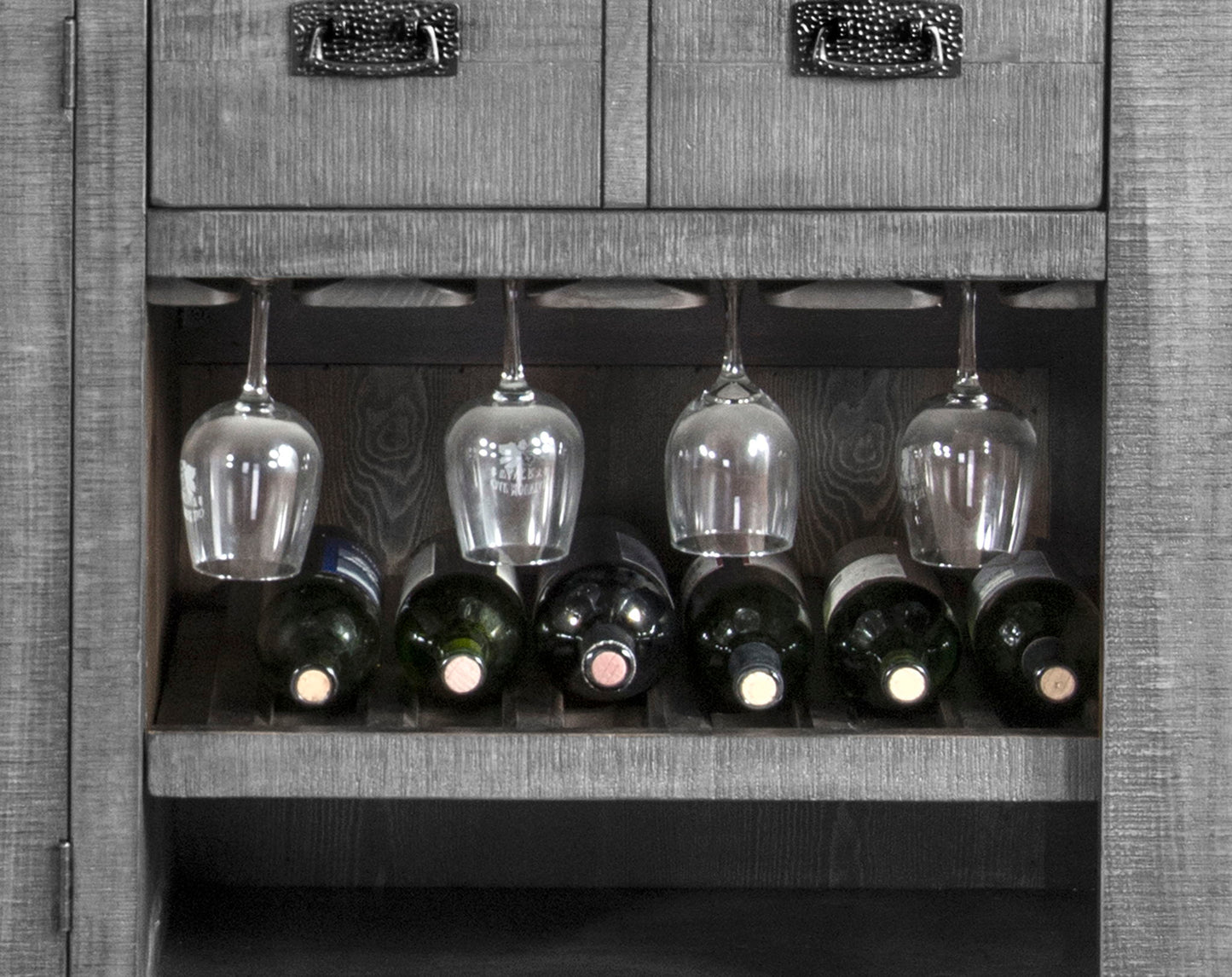 Traditional Wood Home Bar With Stools With Metal Back