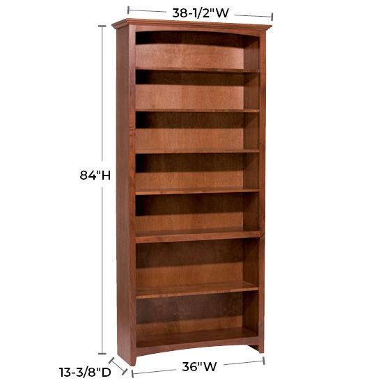 McKenzie - 84'' H X 36'' W Alder Bookcase - Glazed Antique Cherry