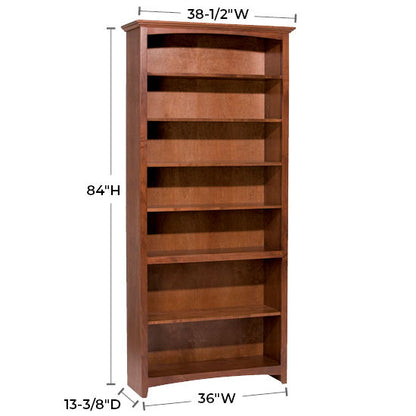 McKenzie - 84'' H X 36'' W Alder Bookcase - Glazed Antique Cherry