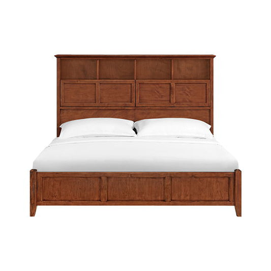 McKenzie - King Classic Bookcase Storage Bed - Glazed Antique Cherry