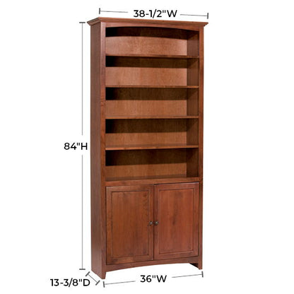 McKenzie - 84'' H X 36'' W Alder Bookcase With Doors - Glazed Antique Cherry