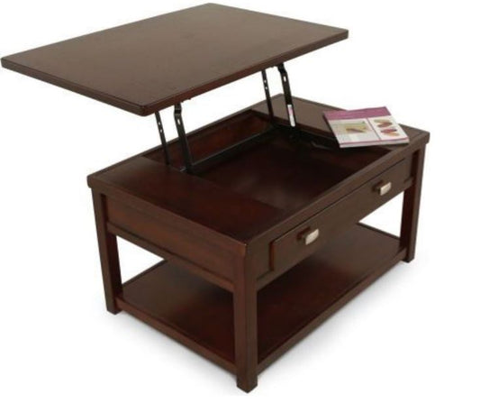 Hatsuko Collection Lift Top Cocktail Table, Dark Brown Finish