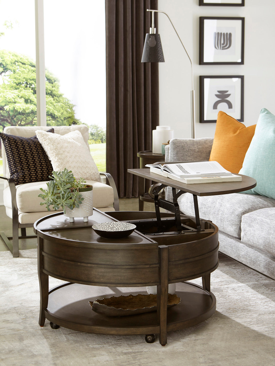 Lift Top Round Cocktail Table