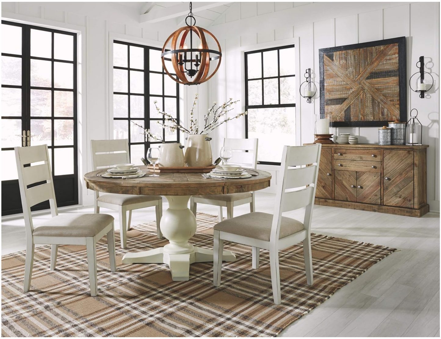 Grindleburg Farmhouse Ladder Back Cushioned Dining Chair