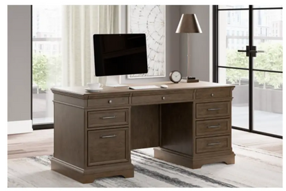 Janismore Weathered Gray Home Office Executive Desk