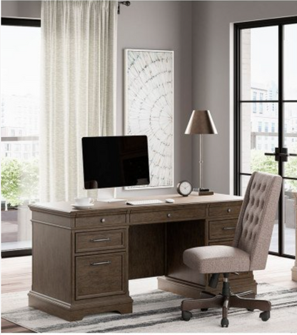 Janismore Weathered Gray Home Office Executive Desk
