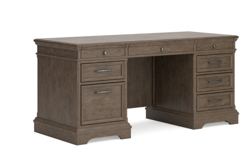 Janismore Weathered Gray Home Office Executive Desk