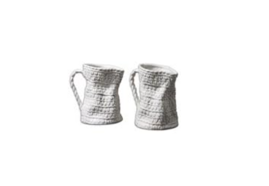 Basket Weave Gloss White Pitchers 2 Pieces