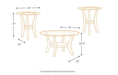 Fantell 3 Piece Table Set