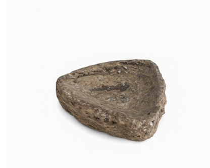 Grey Travertine Organic Shaped Rough Edged Bowl - Grey - Grey
