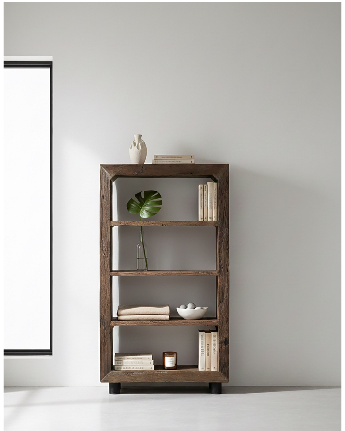 Wood Bookshelf 4 Tier H 71" & L 39.5" - Natural