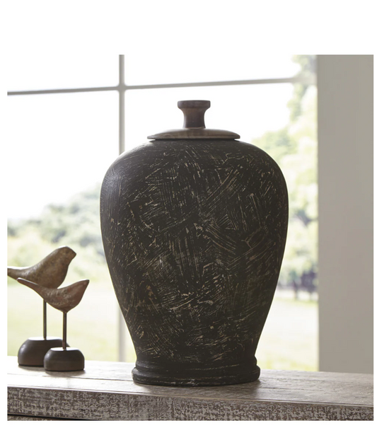 16"H Barric Jar Antique Black