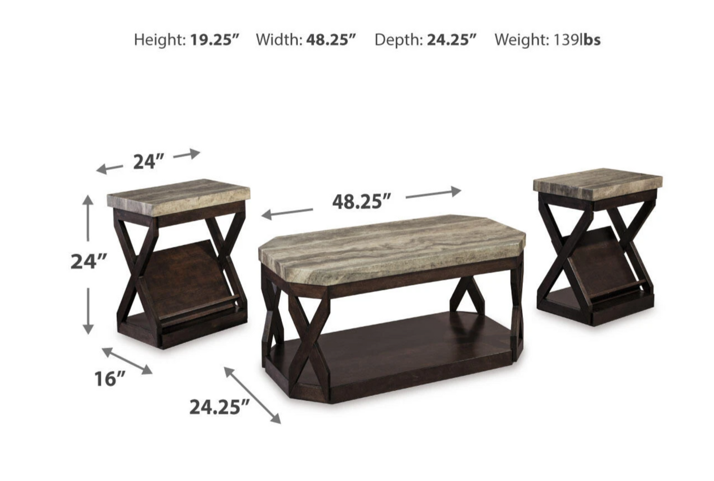 Radilyn Faux Marble Table (Set of 3)