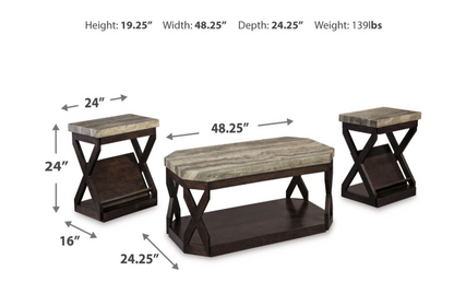 Radilyn Faux Marble Table (Set of 3)