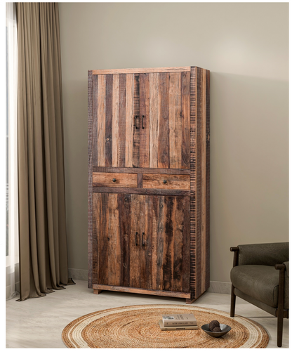 Wooden Almirah W 4 Doors and 2 drawers