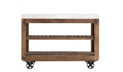 Large Wooden Kitchen Island on Wheels