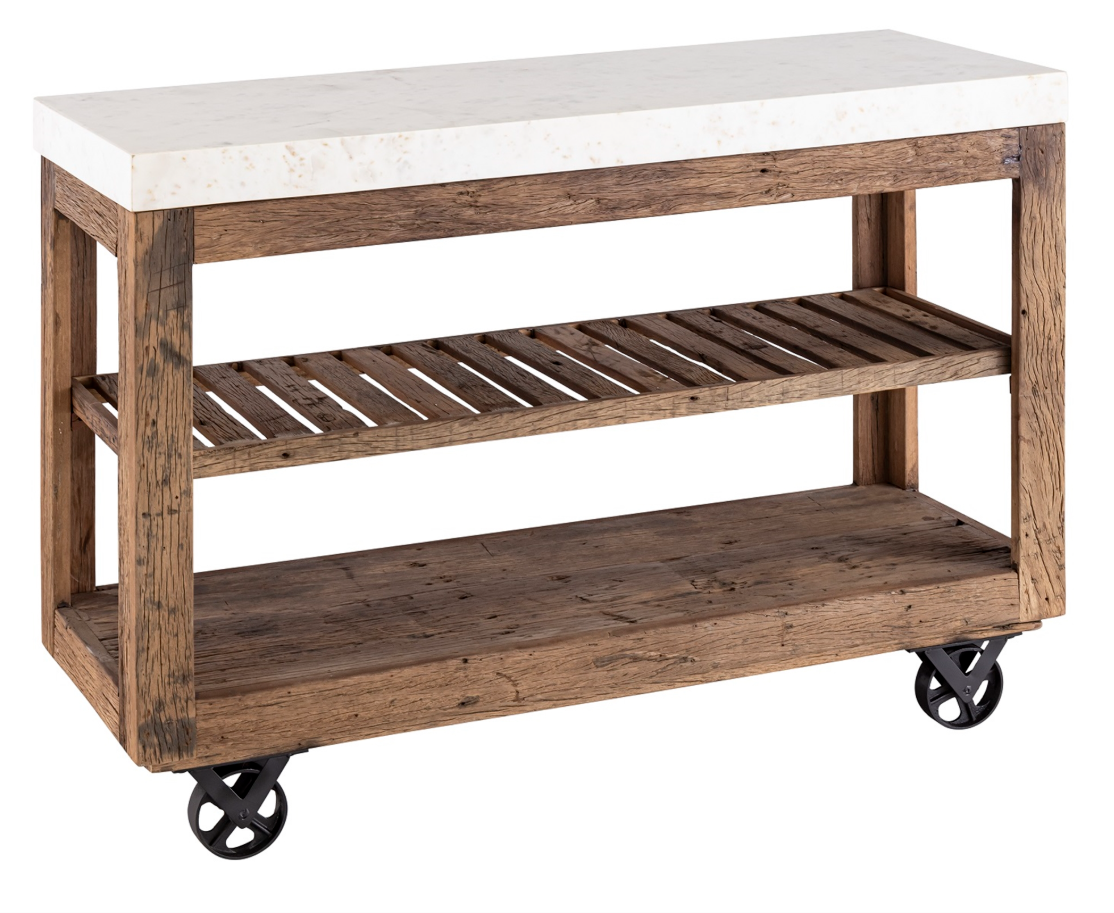 Large Wooden Kitchen Island on Wheels