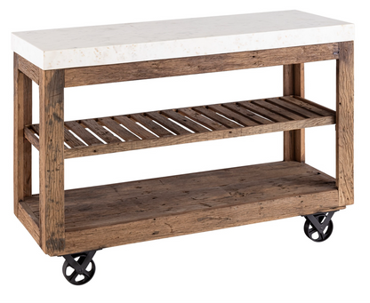Large Wooden Kitchen Island on Wheels