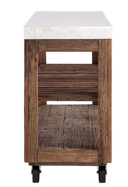Large Wooden Kitchen Island on Wheels
