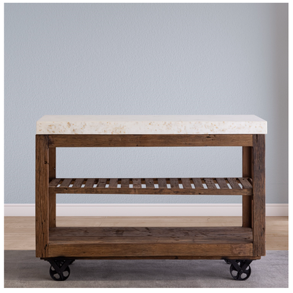 Large Wooden Kitchen Island on Wheels