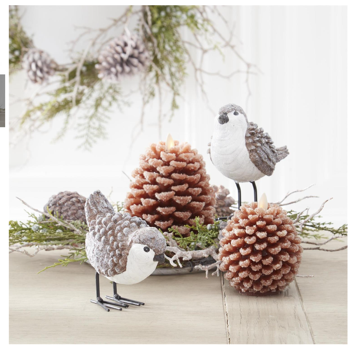 6.5 Inch Brown Wax Snowy Pinecone Luminara Indoor Candle