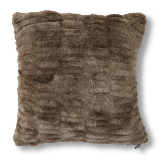 18 Inch Brown Ribbed Vegan Fur Pillow