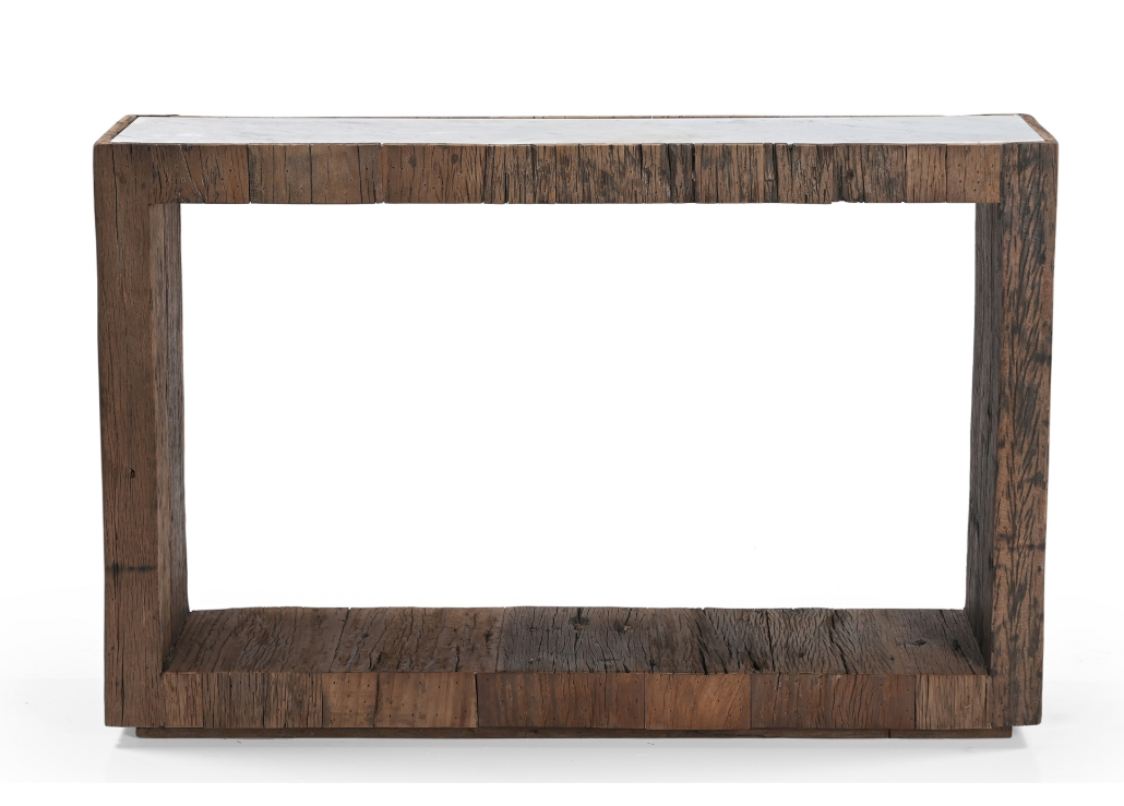 Wood Console Table with Marble Top