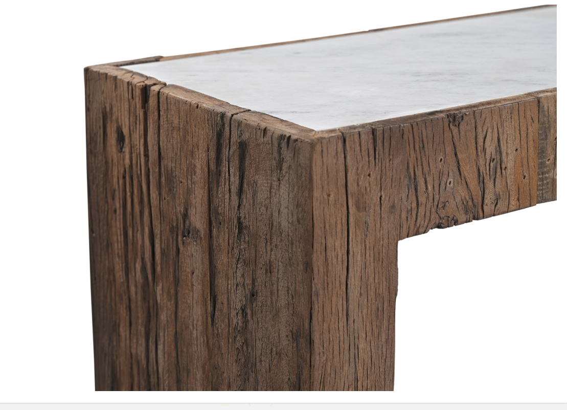 Wood Console Table with Marble Top