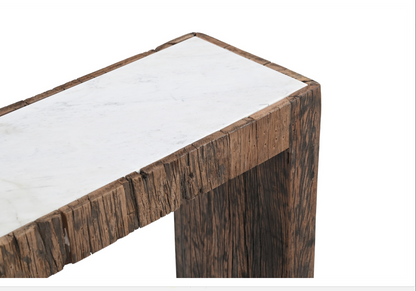 Wood Console Table with Marble Top