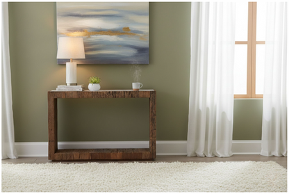 Wood Console Table with Marble Top