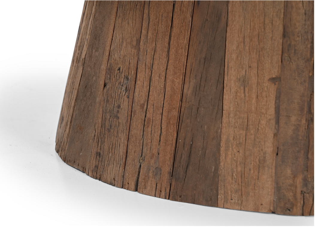 Oval Wood Coffee Table with Marble Top