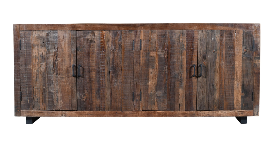 Wooden & Iron Sideboard w 4 Doors